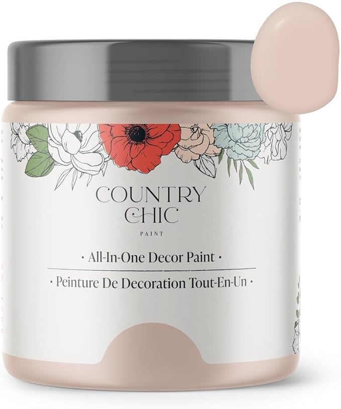 Country Chic All-in-One Chalk Paint for Furniture, Cabinets, Home Decor, Eco-Friendly, Matte Finish, Built-In Primer & Top Coat for Wood, Metal - Ooh La La (Light Pink) - 8 oz (237 ml)