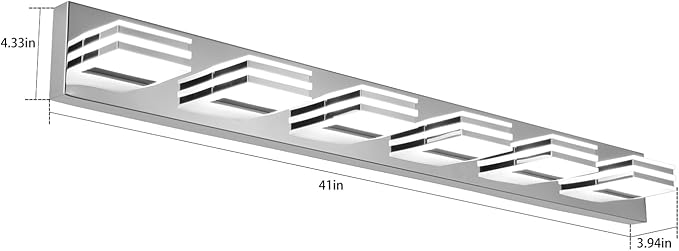 Modern Bathroom Light Fixtures 6 Light LED Vanity Lighting Bar 41 Inch Wall Lights above Mirror 36W Mirror Light Fixtures Chrome Bath Lamps 6000K Restroom Sink Light Long Vanity Sconces Lights