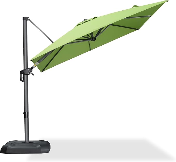 PURPLE LEAF 8 Feet Patio Umbrella Outdoor Cantilever Square Umbrella Aluminum Offset Umbrella with 360-degree Rotation for Garden Deck Pool Patio Apple Green