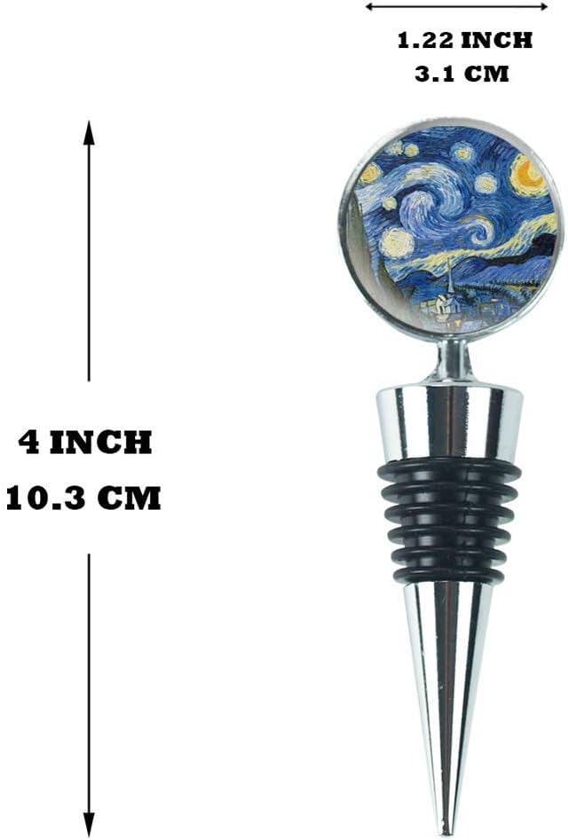 LIZIMANDU Wine Bottle Stoppers,Set of 2 Stainless Steel Wine Stoppers For Gifts, Bar, Holiday Party, Wedding(2-Van Gogh Set)