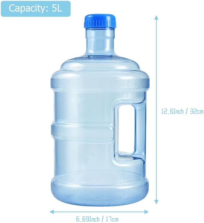 Water Storage Container, 5L/ 1. 3 Gallon Water Bottle with Screw Cap and Handle - Portable Water Jug for Sports Outdoor Travel Camping Supplies