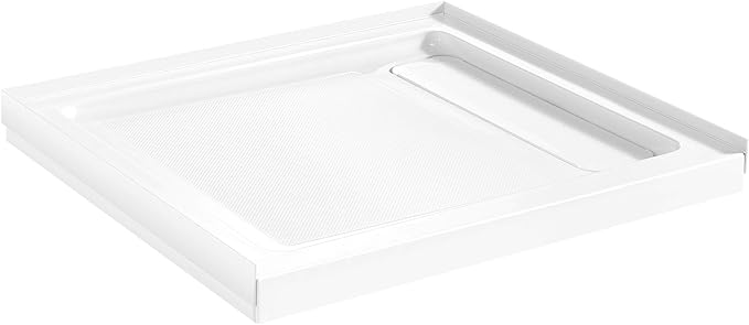 OVE Decors 32-in W x 36-in D Shower Base Pan Rectangle, Hidden Side Drain, White Acrylic, Reversible Design