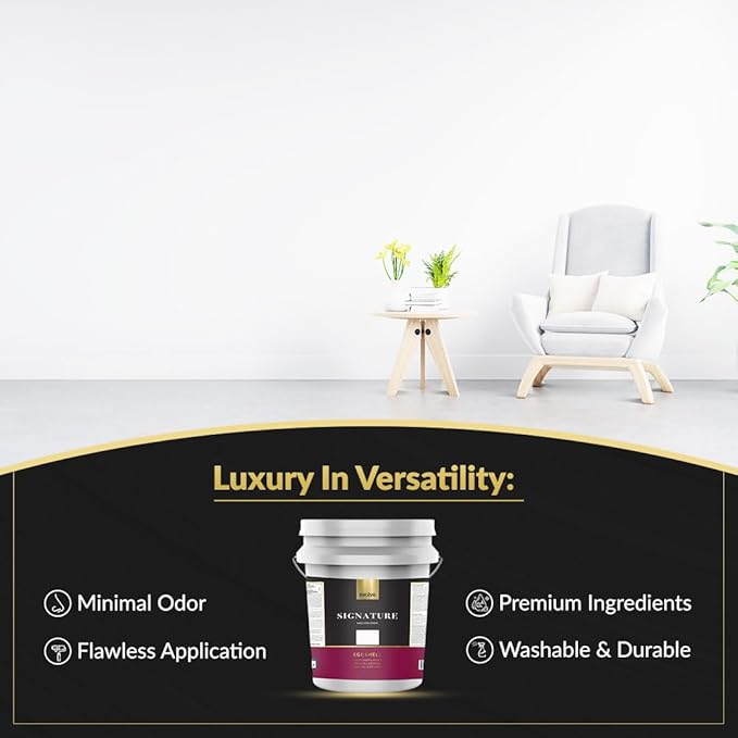 EVOLVE Signature Paint & Primer: Luxury Paint & Primer for Indoor & Outdoor Surfaces, Minimal Odor, Eggshell Sheen (Cloud White, 5 Gallon)