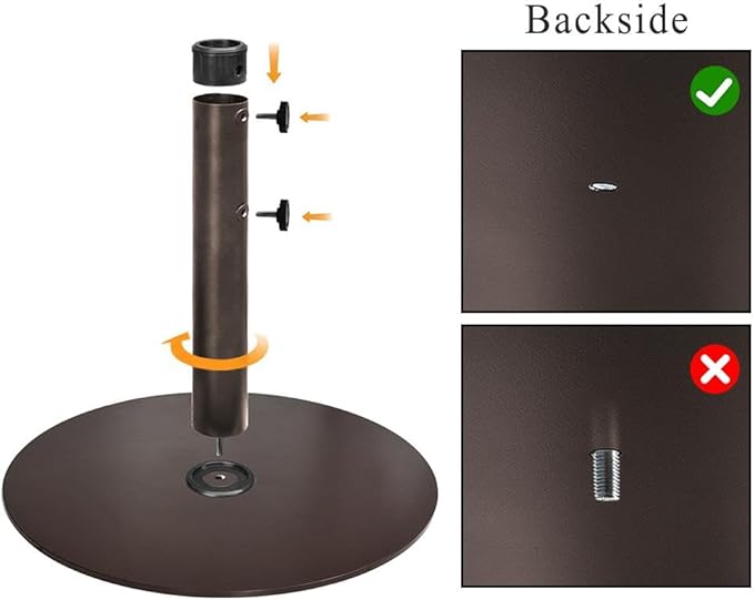 EliteShade USA Up to 140 lbs Round Umbrella Base Steel Plate Stand Market Patio Outdoor Heavy Duty Umbrella Holder, Bonus 18" Round Weight Sand Bag (Sand is not Included), Reddish-Brown