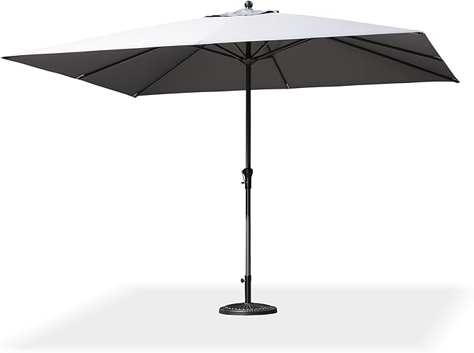 PURPLE LEAF 11.5' x 9' Patio Market Umbrella Outdoor Table Sun Umbrellas with Crank 8 Aluminum Sturdy Ribs for Pool Deck Backyard Beach Light Gray