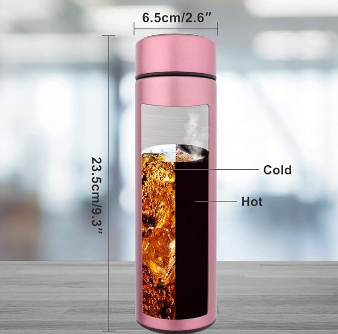 LIQUID WATER BOTTLE, 40oz Stainless Steel Water Bottle with Time Display and Leak-Proof Flip Top, Motivational Quote for Fitness, Gym, Work, Travel (pink), large