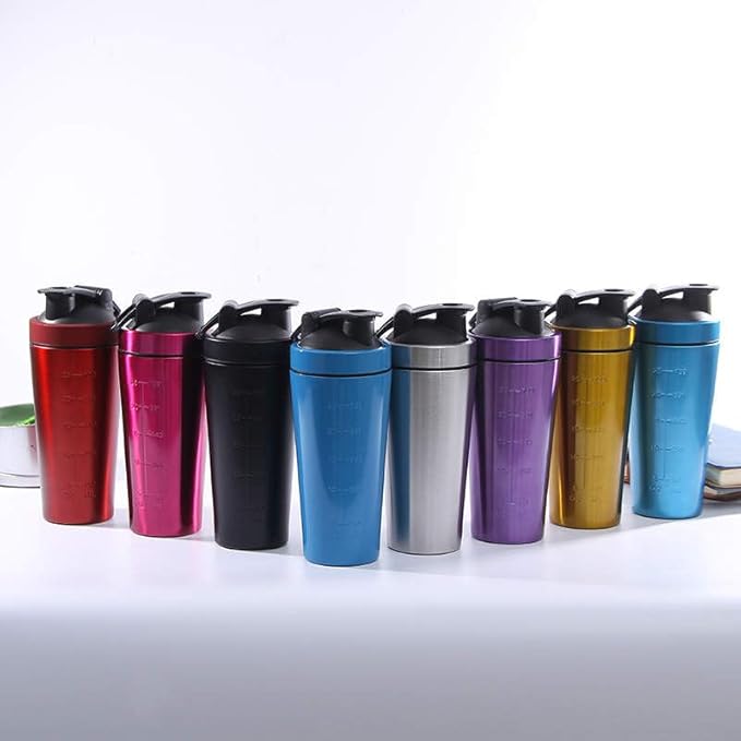 RED Stainless steel Insulated Shaker Bottle with Wire Wisk | Re-usable| 24 ounce| Bpa free |, CFWB-026