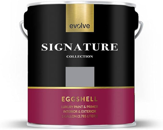 EVOLVE Signature Paint & Primer: Luxury Paint & Primer for Indoor & Outdoor Surfaces, Minimal Odor, Eggshell Sheen (Stone Gray, 1 Gallon)