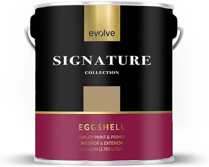 EVOLVE Signature Paint & Primer: Luxury Paint & Primer for Indoor & Outdoor Surfaces, Minimal Odor, Eggshell Sheen (Jute Beige, 1 Gallon)