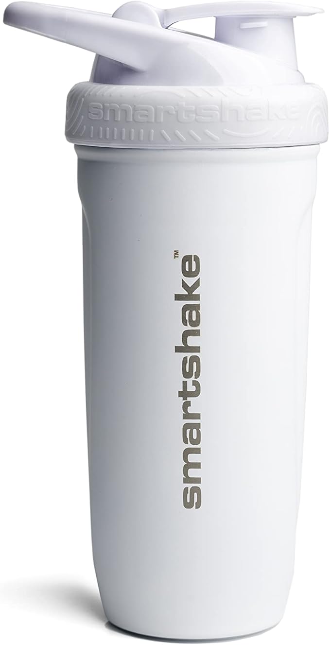 Smartshake Reforce Stainless Steel Protein Shaker Bottle 900 ml | 30 oz - Leakproof Screw-on Lid - BPA Free – Unisex - White
