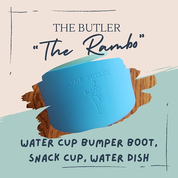 THE BUTLER - Water Bottle Bumper, Water Bottle Bumper, Food Grade Silicone, fits 12 oz - 40 oz Cups, Water Bottle Anti-Slip Sleeve, The Rambo Model