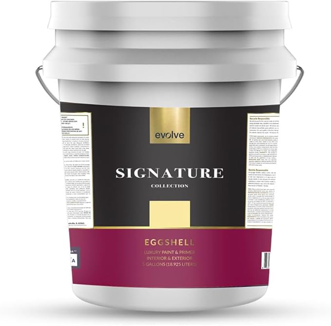 EVOLVE Signature Paint & Primer: Luxury Paint & Primer for Indoor & Outdoor Surfaces, Minimal Odor, Eggshell Sheen (Sunshine Yellow, 5 Gallon)