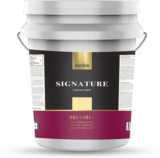 EVOLVE Signature Paint & Primer: Luxury Paint & Primer for Indoor & Outdoor Surfaces, Minimal Odor, Eggshell Sheen (Sunshine Yellow, 5 Gallon)