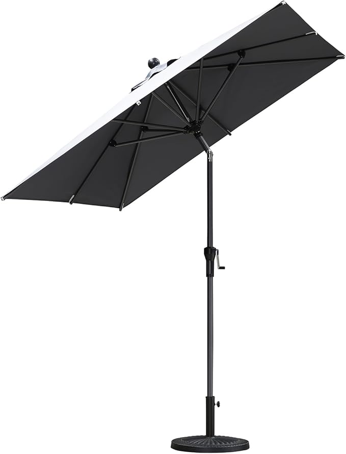 PURPLE LEAF 6.5' x 6.5' Square Patio Umbrella Outdoor Table Umbrella Aluminum Frame Market Umbrella Sun Umbrella with 8 Sturdy Ribs & Tilt for Garden Deck Lawn & Pool Light Gray