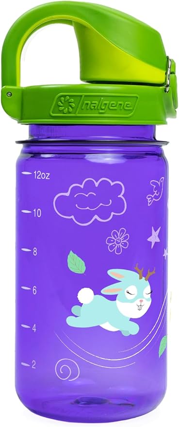 Nalgene Sustain Tritan BPA-Free Kids On The Fly Water Bottle Made with Material Derived from 50% Plastic Waste, Leak Proof, Durable, BPA Free, Carabiner Friendly, Reusable, 12 oz