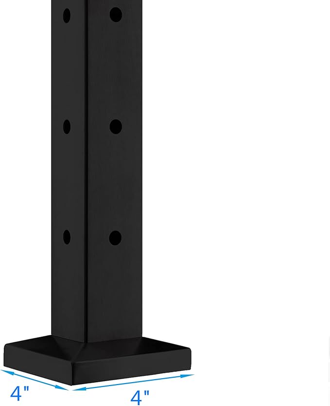 Cable Railing Post - Stainless Steel Square Fence Post for Deck Cable Railing System, Flat top 36"x2"x2" Corner Post Pre-Drilled, Matte Black