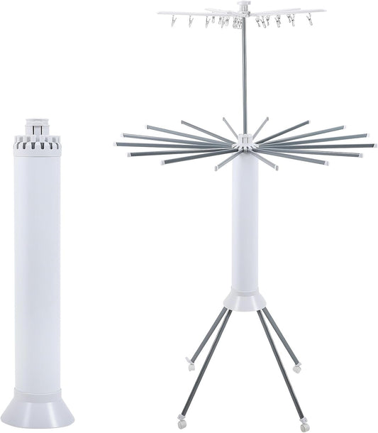 4-Legged Clothes Drying Rack Foldable,Octopus-Shaped Portable Laundry Drying Rack,Outdoor and Indoor Collapsible Drying Rack with 4 Pulleys,2 Tier