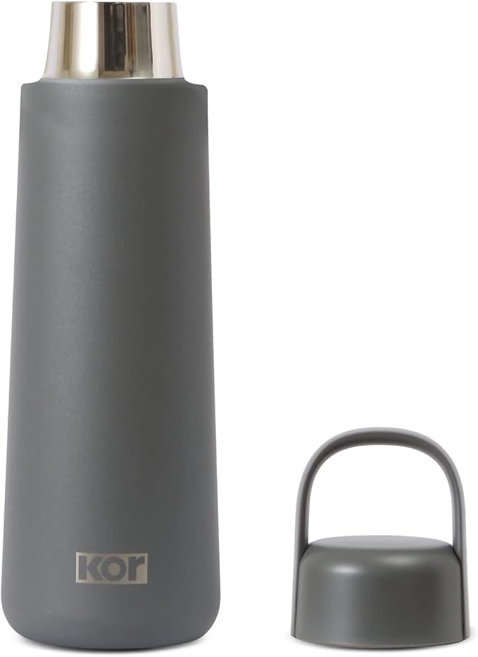 KOR Melrose 20oz Double Wall Insulated Water Bottle - Keeps Beverages Hot for 12hrs, Cold for 24hrs - Stainless Steel Design - Contoured Perfect Spout for Drinking