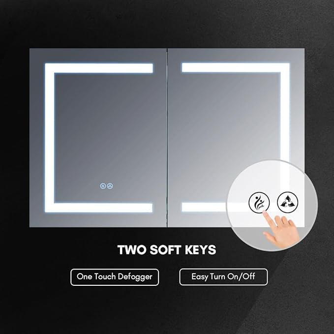 Blossom 40x26 LED Lighted Bathroom Medicine Mirror Cabinet - Recessed/Surface Mount with Anti-Fog, Dimmable, 3 Color Light - Lighted Medicine Cabinet Mirror for Storage & Makeup - Wall Mounted