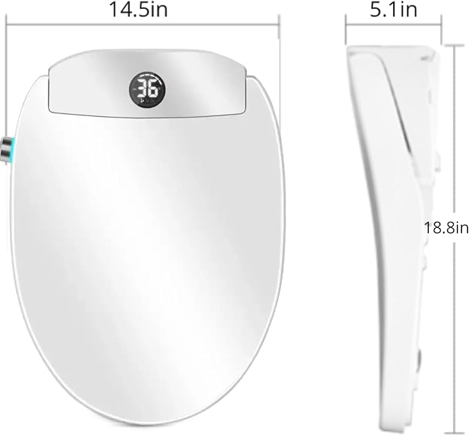 Electric Bidet Toilet Seat, Auto Open/Close Lid & Seat with Radar Sensor, Unlimited & Filtered Warm Water, 8 Modes Spa Wash, Warm Air Dryer, Heated Seat, 10-year warranty. (TB-51E, Round)