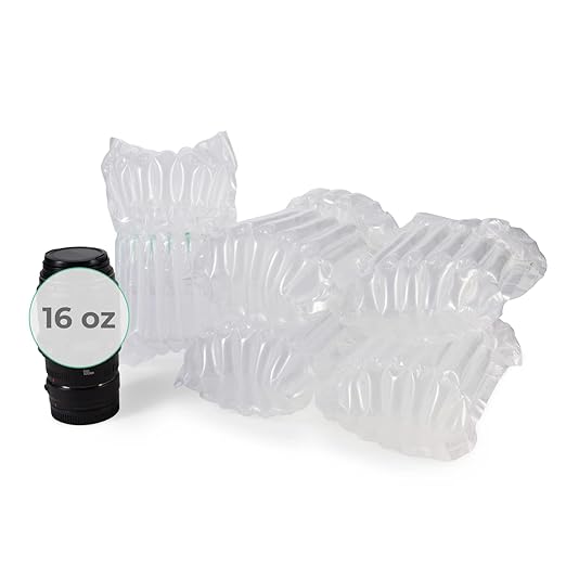 IDL Packaging Inflated 16 oz Bottle Air Bags, Self Sealed, Pack of 5 - Reusable Air Column Bags for Packing, Travel and Shipping - Cushioning Protector for Glass, Ceramic, Breakables