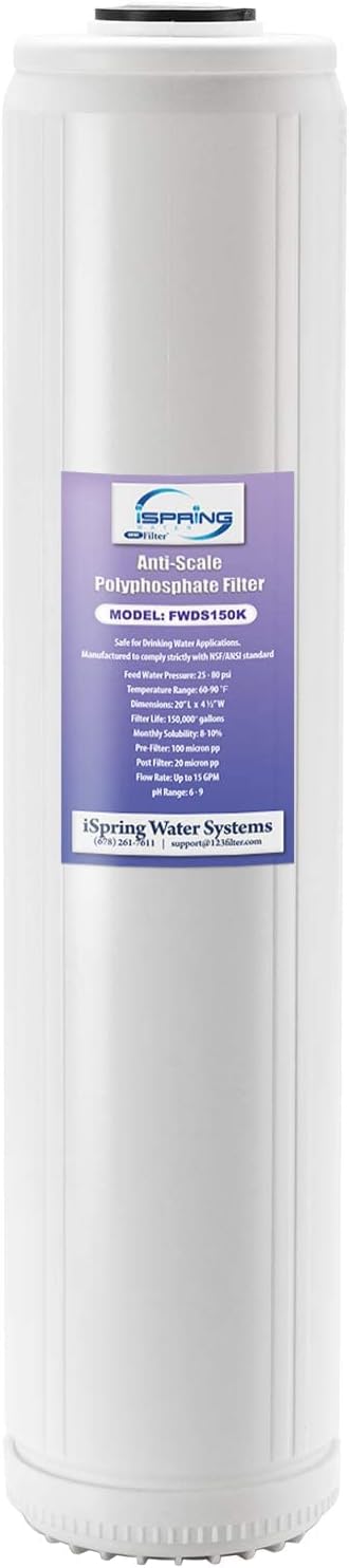 iSpring FWDS150K Anti Scale Water Filter Replacement Cartridges, 20” x 4.5”, White