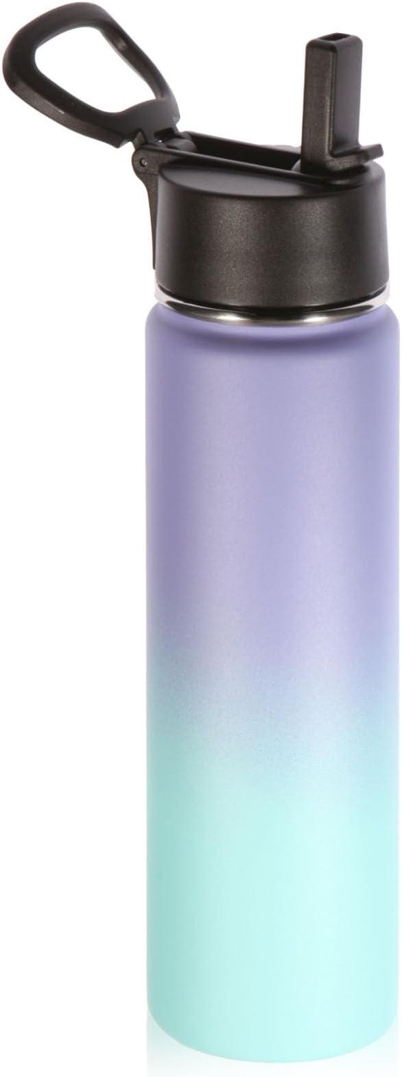 Volhoply 24 Ounce Insulated Water Bottle With Straw Lid,Stainless Steel Wide Mouth Sport Bottles With Handle,Double Wall Vacuum Thermos keep Cold,Reusable Travel Thermal Cups For Holder(Purple Blue,1)