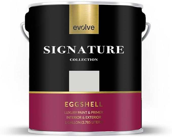 EVOLVE Signature Paint & Primer: Luxury Paint & Primer for Indoor & Outdoor Surfaces, Minimal Odor, Eggshell Sheen (1G & 5G) (Pegasus Gray, 1 Gallon)