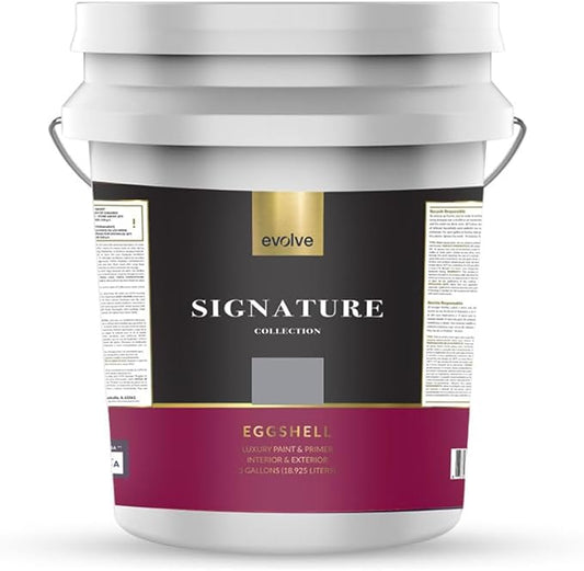 EVOLVE Signature Paint & Primer: Luxury Paint & Primer for Indoor & Outdoor Surfaces, Minimal Odor, Eggshell Sheen (Stone Gray, 5 Gallon)