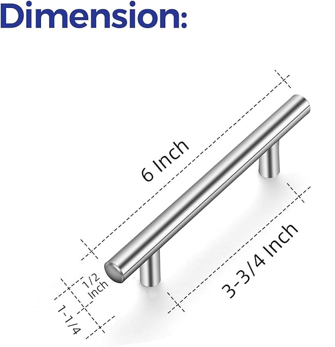 Ravinte 30 Pack | 6'' Cabinet Pulls Brushed Nickel Stainless Steel Kitchen Drawer Pulls Cabinet Handles 6”Length, 3-3/4” Hole Center with Mounting Template