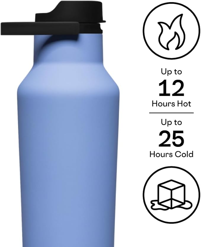 Corkcicle Sport Canteen Insulated Tumbler, Periwinkle, 20 oz – Reusable Water Bottle Keeps Beverages Cold for 25 Hours & Hot 12 Hours – Cupholder Friendly Tumbler with Screw-On Cap
