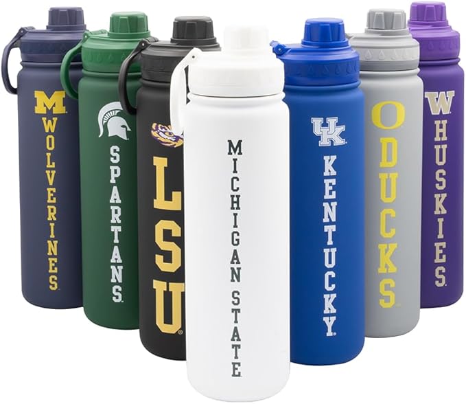 Michigan State Water Bottle - White Double Walled Stainless Steel 24 oz Keeps Drinks Cold or Hot