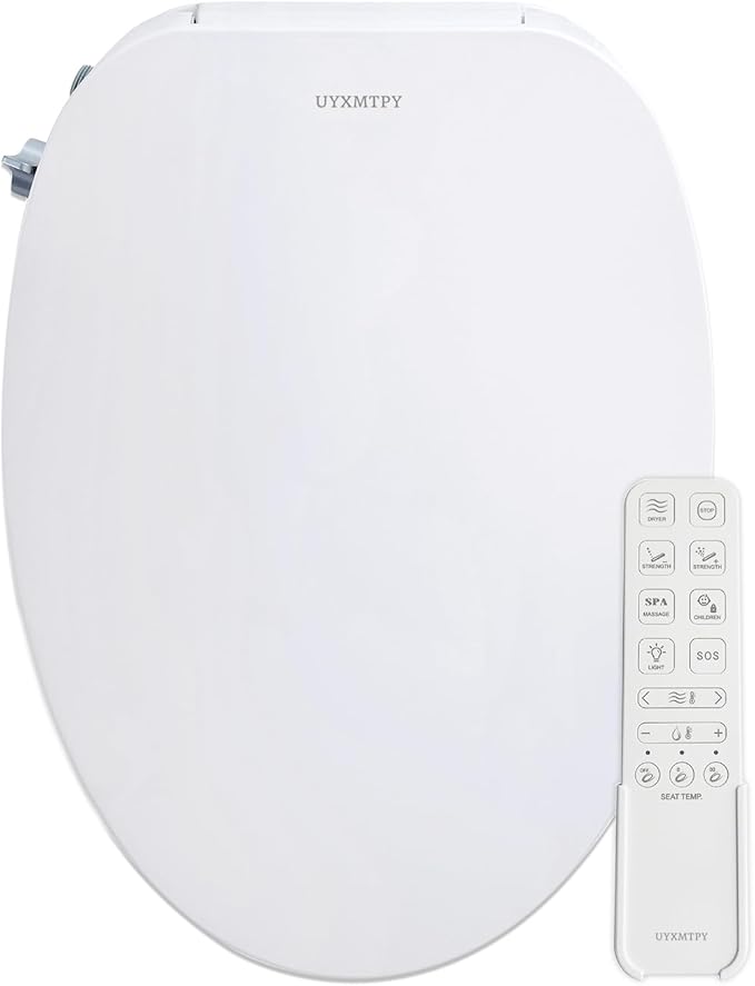 Elongated Electronic Bidet Toilet Seat with Wireless Remote Control,Heated Toilet Seats, Warm Air Dryer,Temperature Controlled Wash and Soft-close Functions (TE001-116)