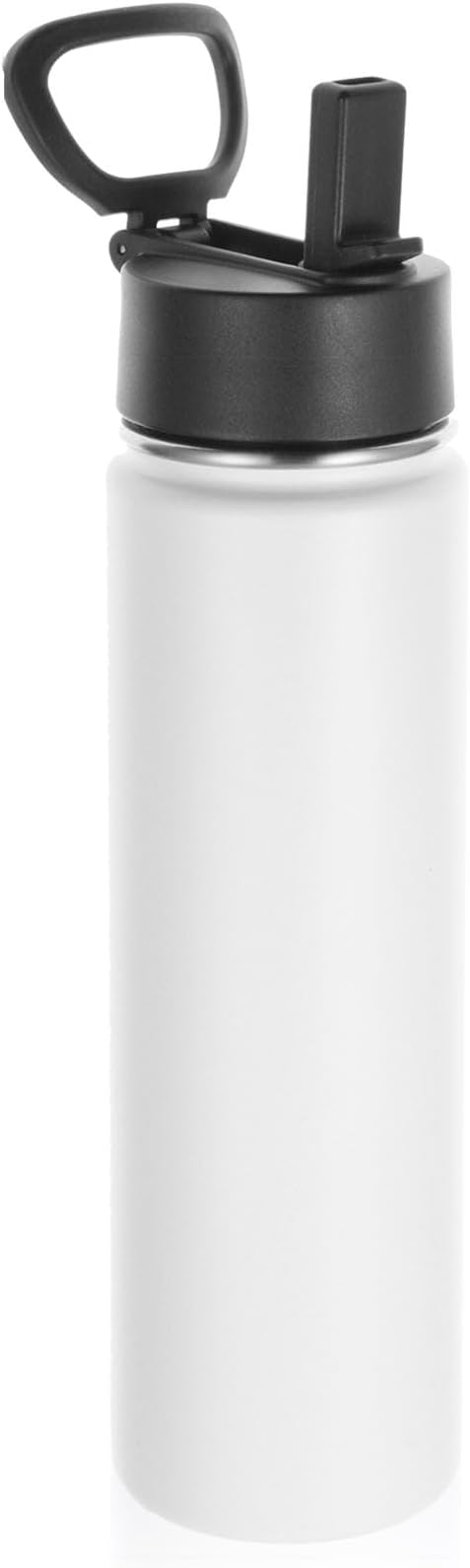 Volhoply 24 Ounce Insulated Water Bottle With Straw Lid,Stainless Steel Wide Mouth Sport Bottles With Handle,Double Wall Vacuum Thermos keep Cold,Reusable Travel Thermal Cups For Holder,Gym(White,1)
