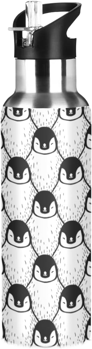 MNSRUU Insulated Water Bottle with Straw, Rainbow and Unicorns Stainless Steel Flasks for Sports Cycling Hiking School