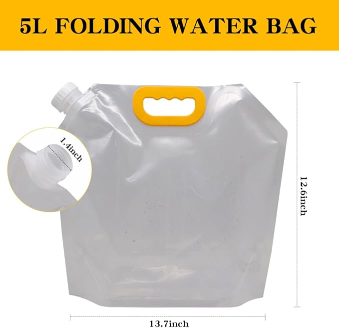 MODUODUO Collapsible Water Jug Container Bag 5pcs Outdoor Folding Water Bag with Handle for Catered Events, Camping, or Hiking (1.3 gal)