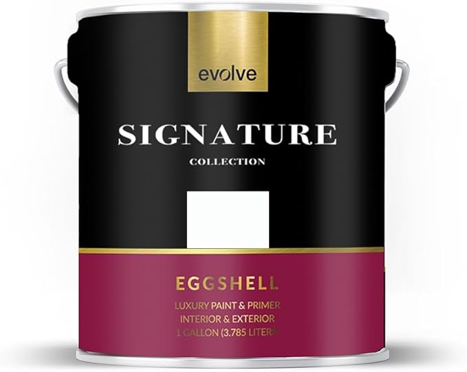 EVOLVE Signature Paint & Primer: Luxury Paint & Primer for Indoor & Outdoor Surfaces, Minimal Odor, Eggshell Sheen (Vintage White, 1 Gallon)