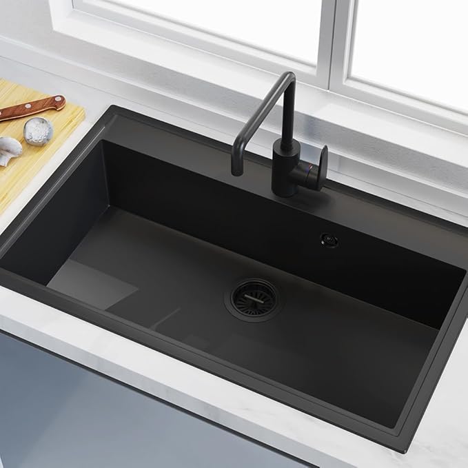 KONE Black Kitchen Sink Drain Matte Black Sink Strainer 3-1/2 Inch Drain Assembly Kit Replacement for Universal 3.5 Inch Kitchen Sink, All Stainless Steel Body with Strainer Basket and Drain Stopper