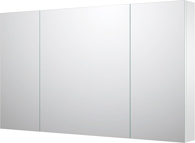 Sunrosa Aluminum Bathroom Medicine Cabinet with Mirror Door, 48" x 27.5", 3-Door Wall-Mounted & Recessed Bathroom Medicine Cabinet Organizer