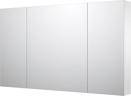 Sunrosa Aluminum Bathroom Medicine Cabinet with Mirror Door, 48" x 27.5", 3-Door Wall-Mounted & Recessed Bathroom Medicine Cabinet Organizer