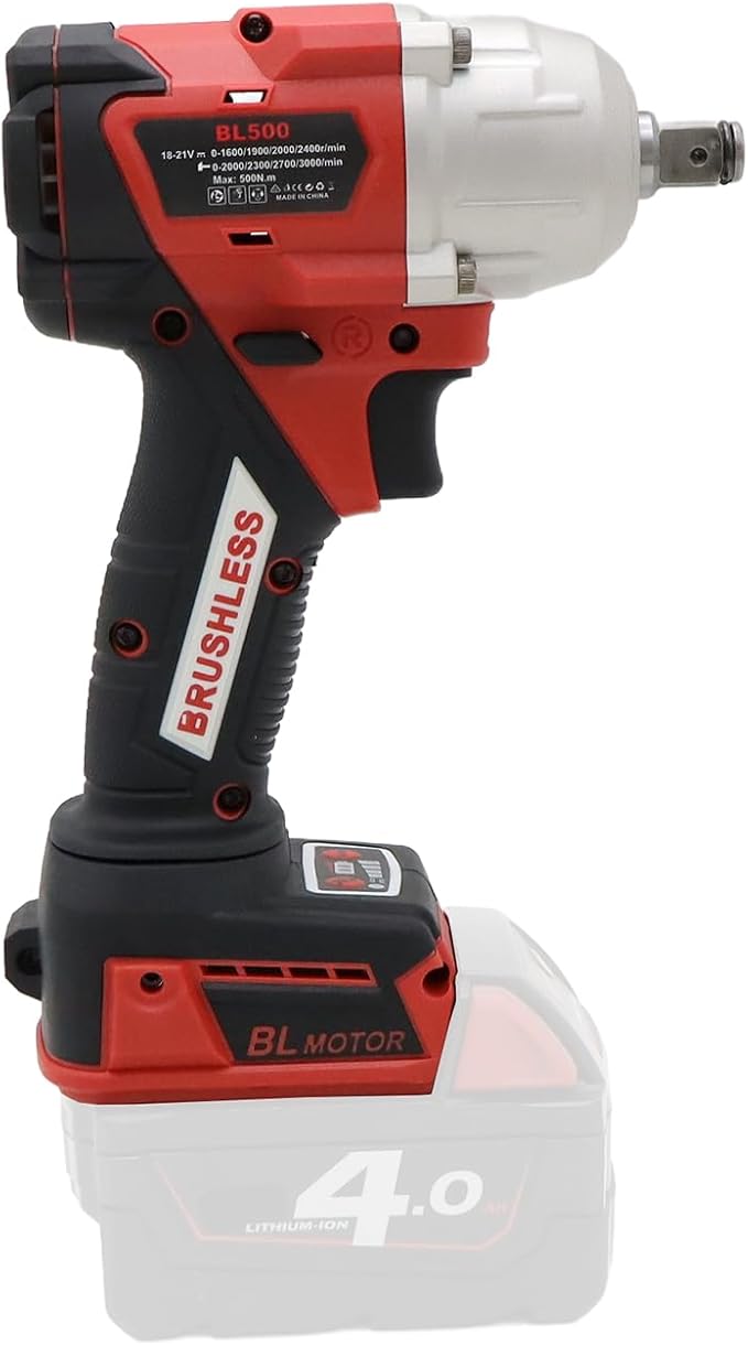 FSYAO 1/2 500Nm Cordless Impact Wrench, Brushless Wrench. (Body only, no battery included)