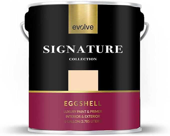 EVOLVE Signature Paint & Primer: Luxury Paint & Primer for Indoor & Outdoor Surfaces, Minimal Odor, Eggshell Sheen (Peach Cream, 1 Gallon)