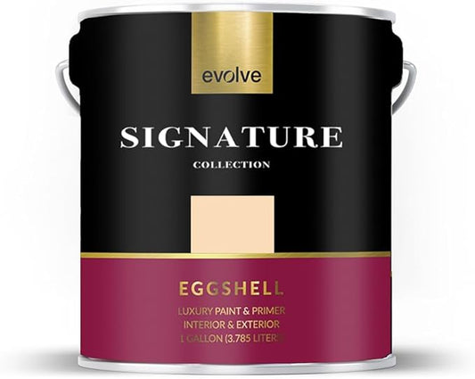EVOLVE Signature Paint & Primer: Luxury Paint & Primer for Indoor & Outdoor Surfaces, Minimal Odor, Eggshell Sheen (Peach Cream, 1 Gallon)