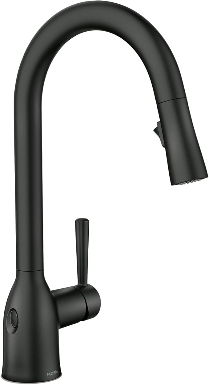 Moen Adler Matte Black Motionsense Wave Sensor Touchless One Handle Pulldown Kitchen Faucet Featuring Power Clean, 87233EWBL