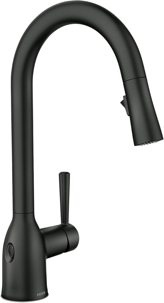 Moen Adler Matte Black Motionsense Wave Sensor Touchless One Handle Pulldown Kitchen Faucet Featuring Power Clean, 87233EWBL