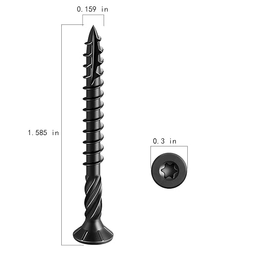 #8 * 1-5/8" Black Deck Screws, (377pcs) 2 lbs.Exterior Wood Screws, Rust Resistant epoxy Coated, Bronze, T20 Star Bit