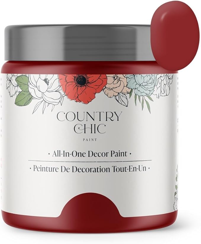 Country Chic All-in-One Chalk Paint for Furniture, Cabinets, Home Decor, Eco-Friendly, Matte Finish, Built-In Primer & Top Coat for Wood, Metal - Paint The Town (Red) - 8 oz (237 ml)