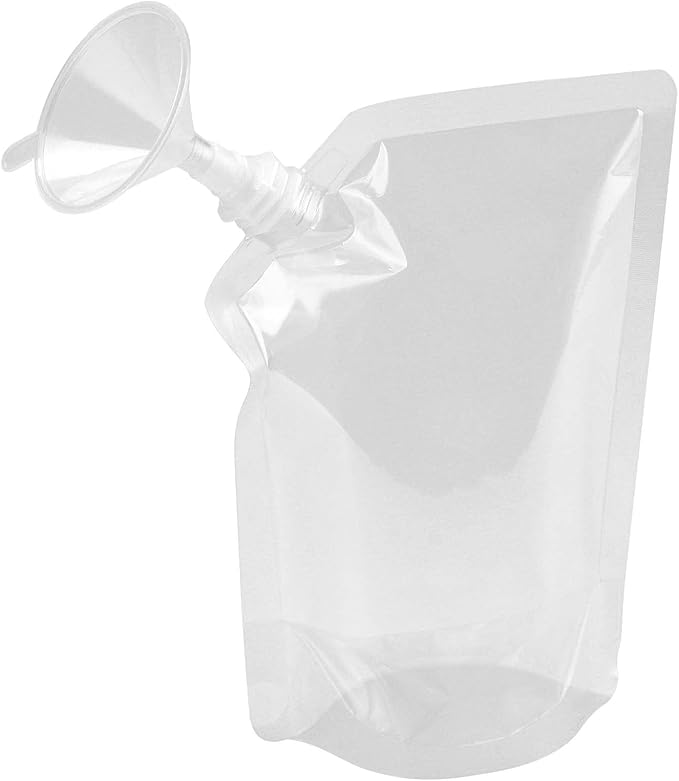 50 Pieces 8 x 4 Inch Plastic Drink Pouches, 16oz Plastic Flasks with Screw Cap and Funnel Flask Pouch for Party, Travel and Outdoor Use, BPA Free, Clear