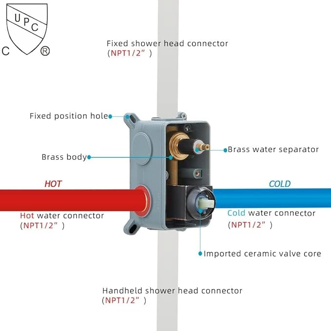 Oil Rubbed Bronze 10 Inch Rain Shower Head Ceiling Mount with Handheld, 59 Inch Hose, Mixer Valve, Bracket Holder, Rain Setting, 1 Handle, Brass, Stainless Steel, Shower Kit