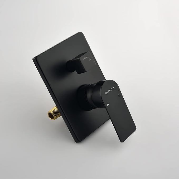 Tub and Shower Faucet Set Matte Black Shower System Trim Kit with Rough in Valve Shower Tub Kit Combo Wall Mount 33019B